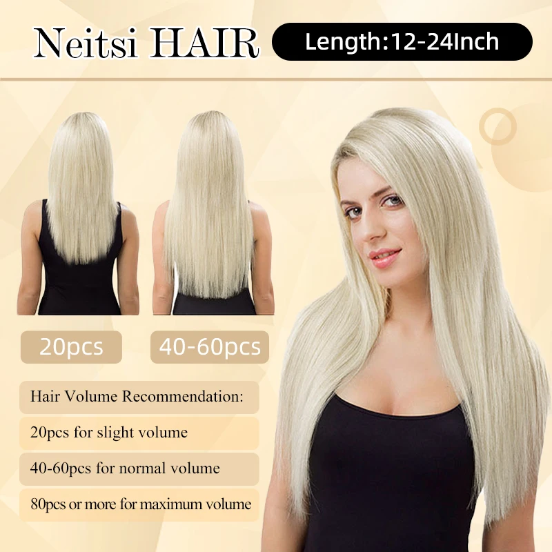 Neitsi Mini Tape In Human Hair Extensions Invisible Skin Weft Adhesive Grey Color Natural Straight Real Hair Tape Ins 10pcs