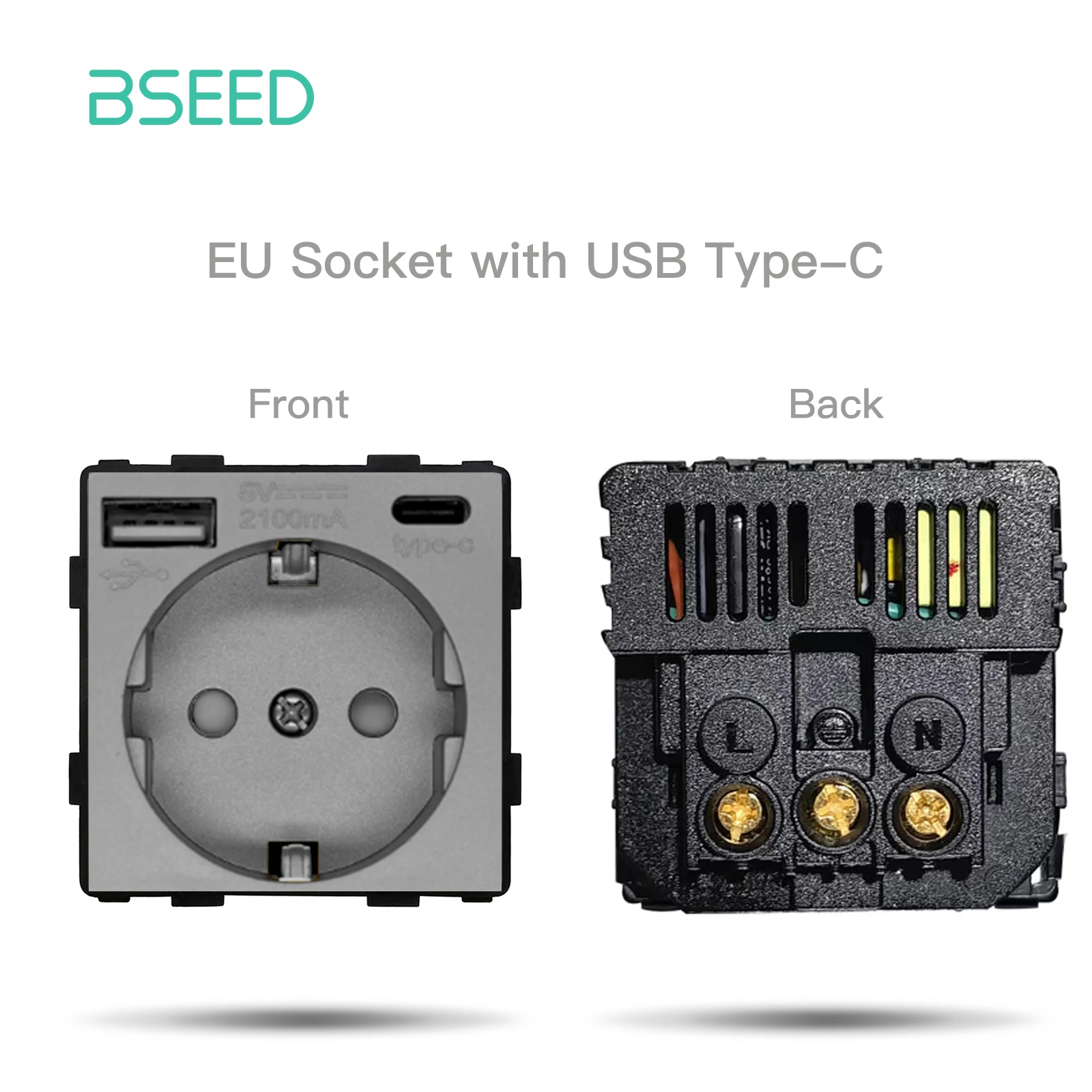 BSEED Customizable Glass Panel Socket with USB and Switch Functions