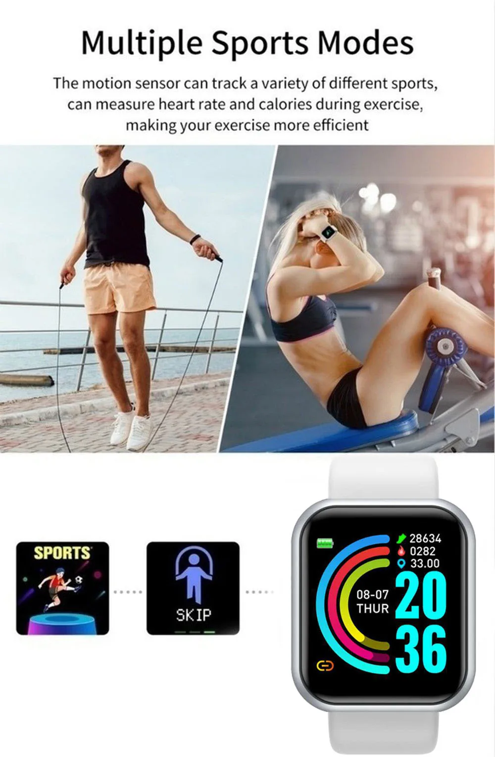 Smart Watch Men Women Sport Fitness Tracker Blood Pressure Smartwatch Heart Rate Sleep Monitor Bluetooth Digital Wristwatch Y68