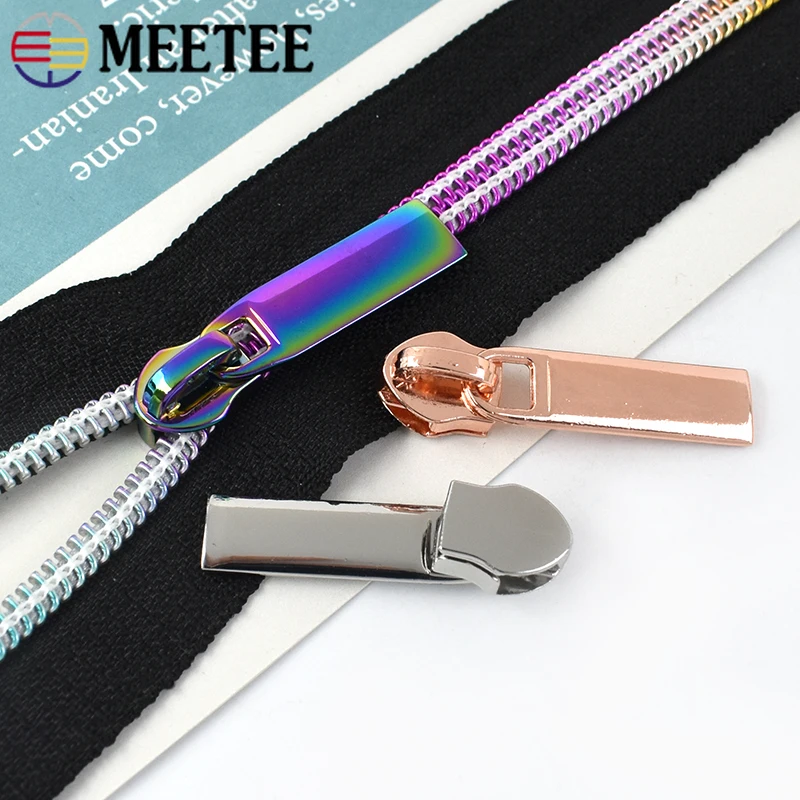 50Pcs Meetee Zipper Sliders for 3# 5# Nylon Zippers Down Jacket Pocket Zip Head Bag Zips Puller Repair DIY Sewing Accessories