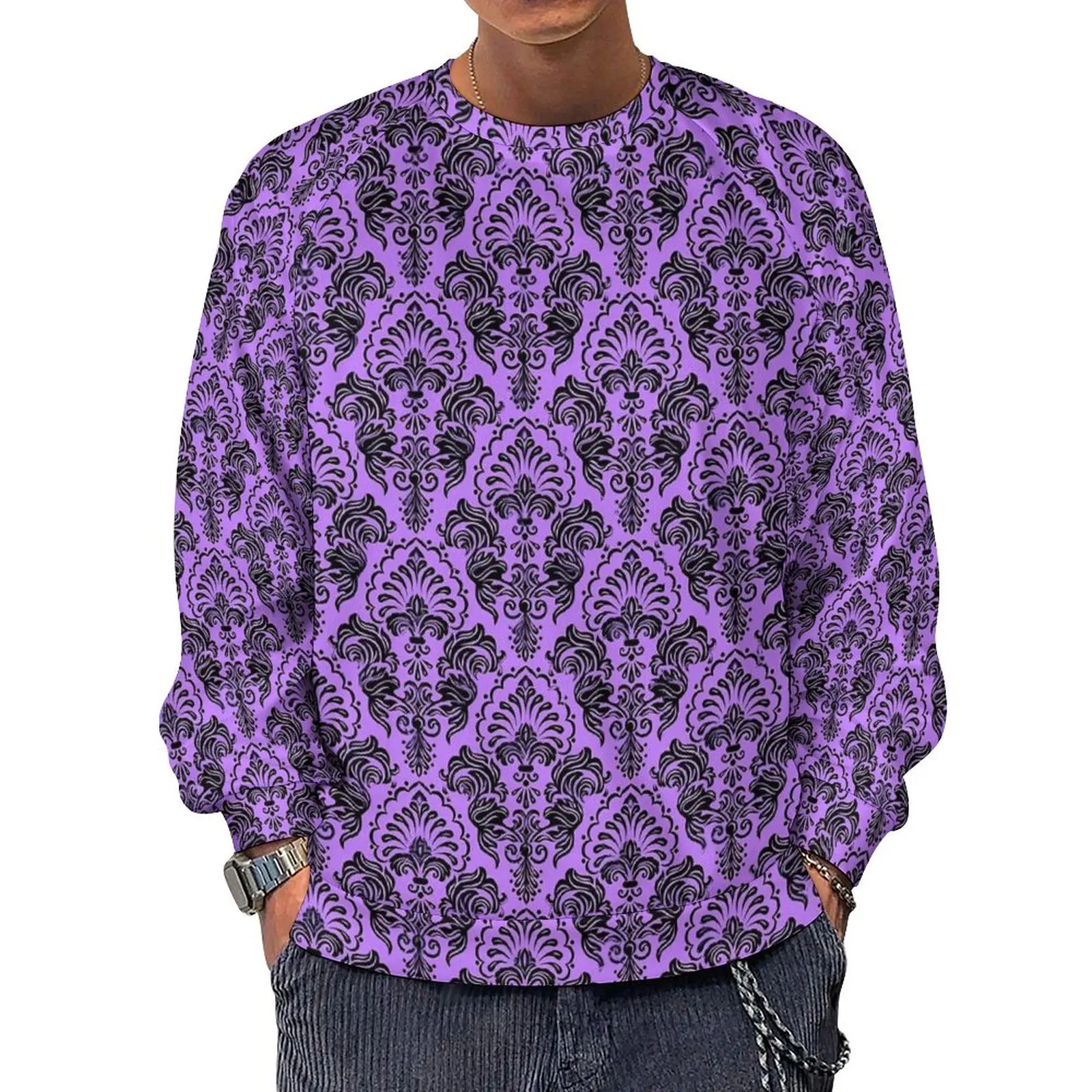 

Floral Baroque Casual Hoodies Man Vintage Print Kawaii Hoodie Winter Street Wear Design Sweatshirts Oversize Clothing