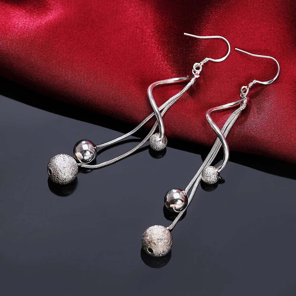 

Special offer charm 925 sterling Silver Earrings for Women fashion Jewelry tassel beads long earrings lady party Couple gifts