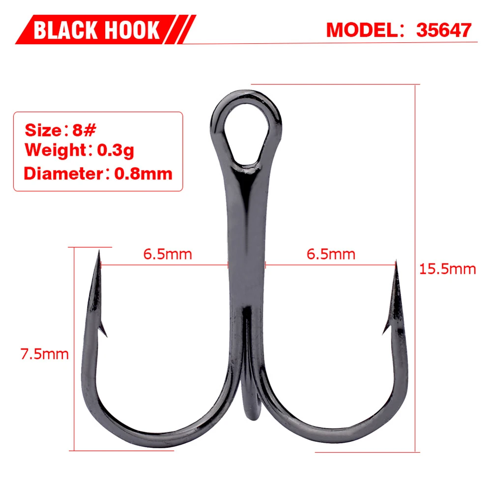 50Pcs Fish Hooks/box Stainless Steel Fishing Treble Hook Black Triple Hooks  Practical Fishing Hooks Durable Fish Equipment - AliExpress