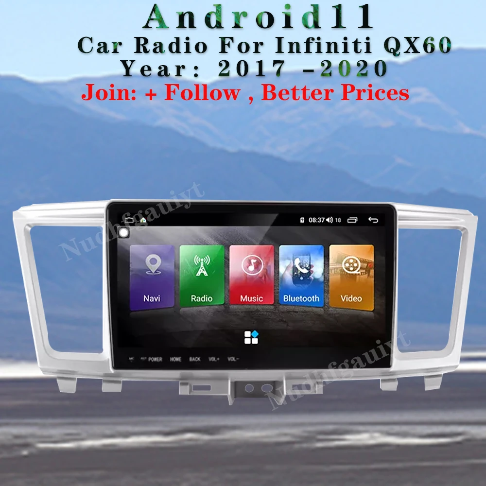 Android 11 Car Radio For Infiniti QX60 2017 2020 Audio with Bluetooth