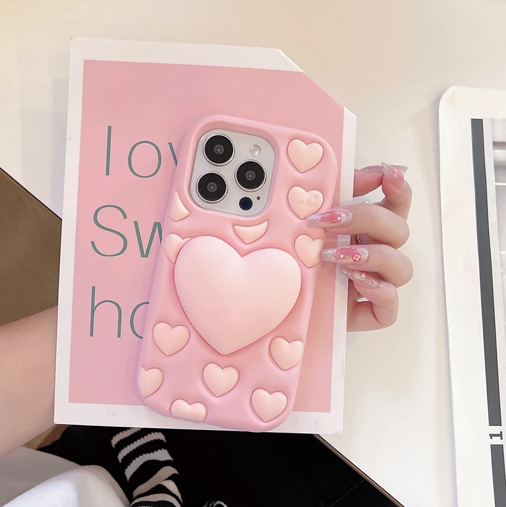 Kawaii Lovely Stress-Relief Silicone Phone Case - 3D Shockproof Cute Back Cover