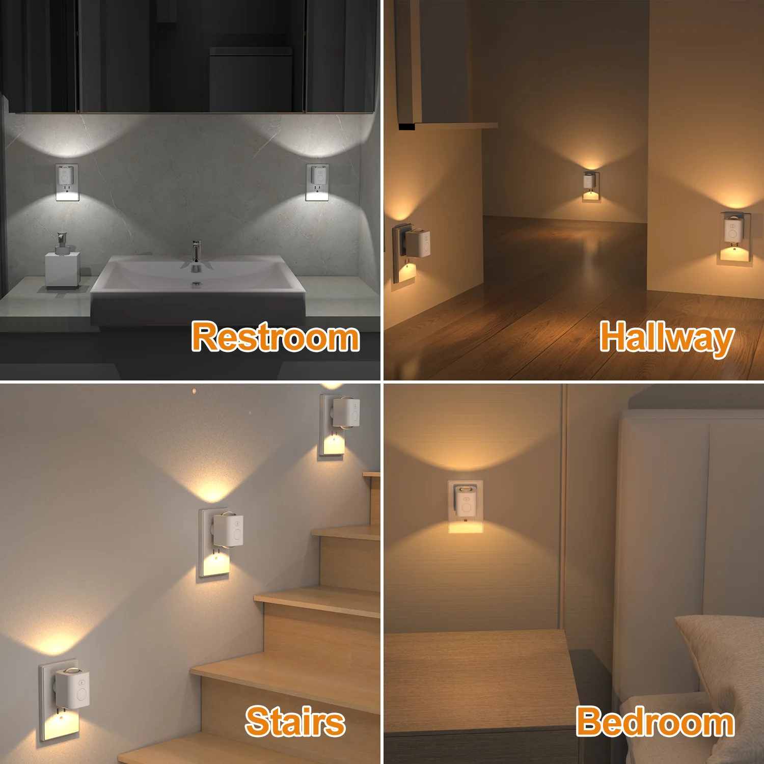 รูปสินค้า ไฟ LED ตรวจจับการเคลื่อนไหว 7 สี ติดผนัง ประหยัดไฟ