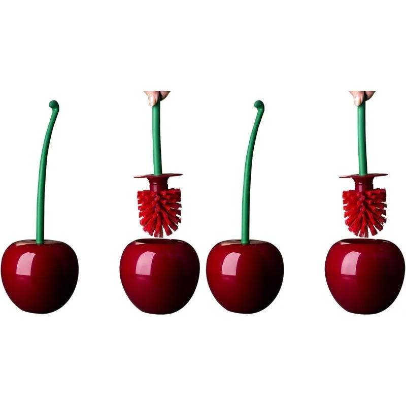 Cherry Toilet Brush & Holder Set Long Handle Bathroom Brush 1 1 Holder
