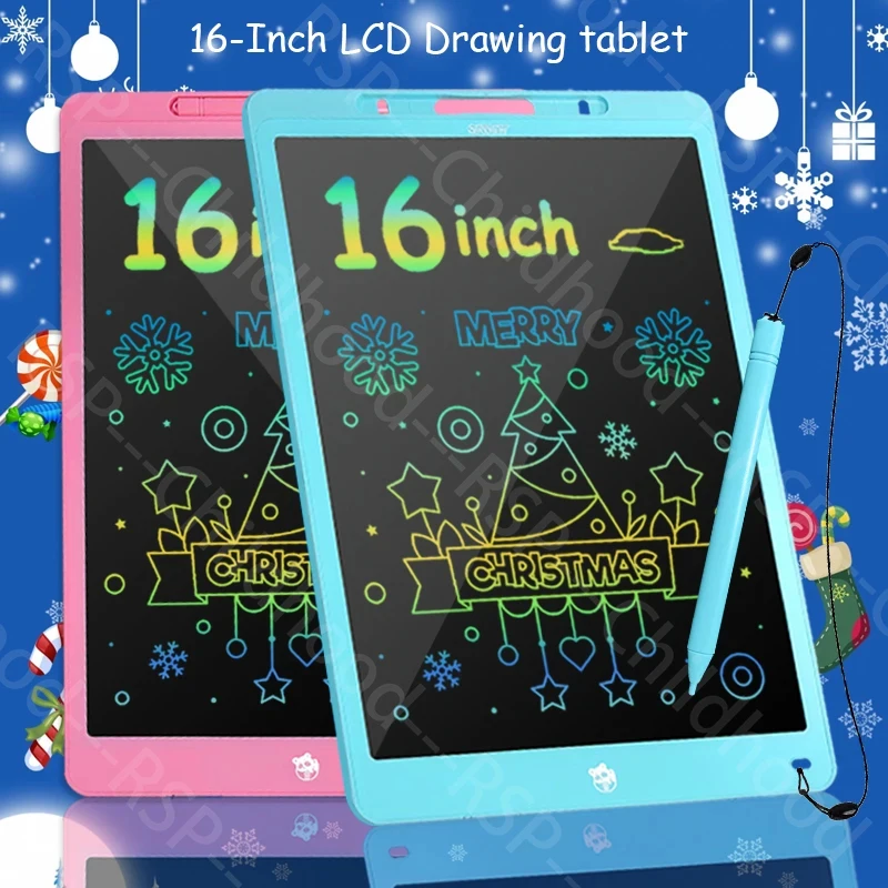 16인치 다채로운 LCD 쓰기 태블릿 어린이용 지울 수 있는 전자 드로잉 보드 낙서 패드 재사용 가능한 드로잉 태블릿 교육용