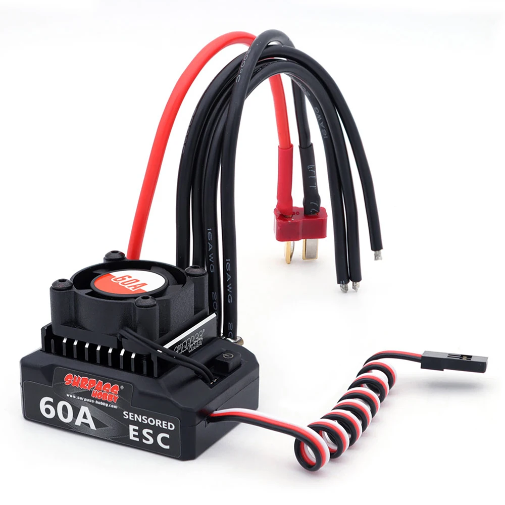 SURPASSHOBBY Combo Moteur ESC 60A 17.5T/21.5T pour Voiture RC 1/10