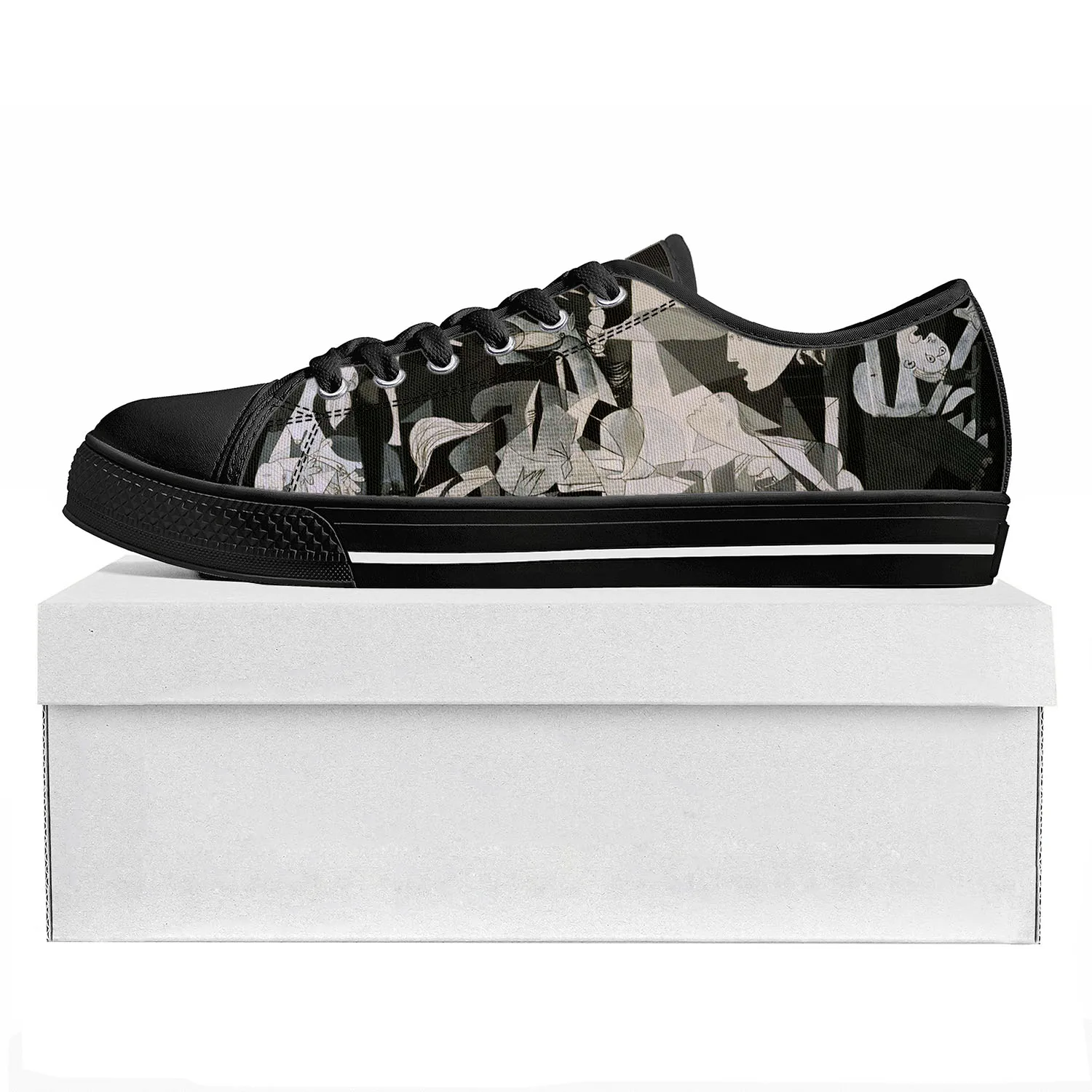 

Picasso Famous Oil Paint Guernica Low Top High Quality Sports Shoes Men Ladies Teenagers Canvas Shoes Couple Shoes Custom Shoes