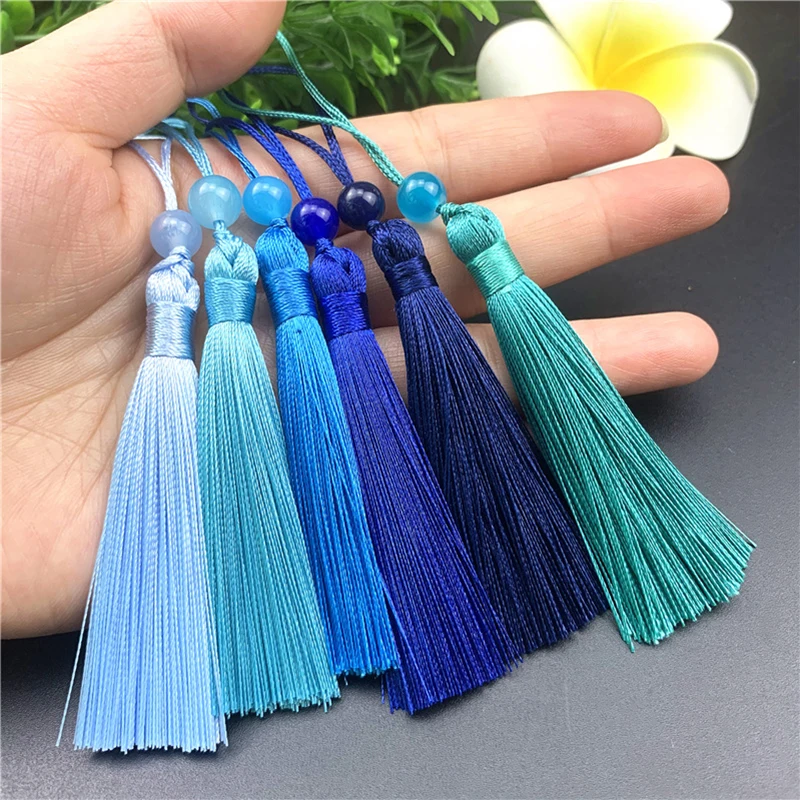 10pcs Silky Tassel Handmade Soft Craft Mini Tassels with Loops Bookmark Beaded Tassels for Jewelry Making DIY Crafts Accessories