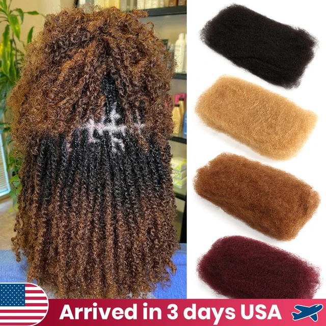 22 pouces brun blond QVR Afro crépus cheveux en vrac sans attachement Afro bouclés en vrac cheveux humains Remy Dreadlock couleur naturelle tresses cheveux 1