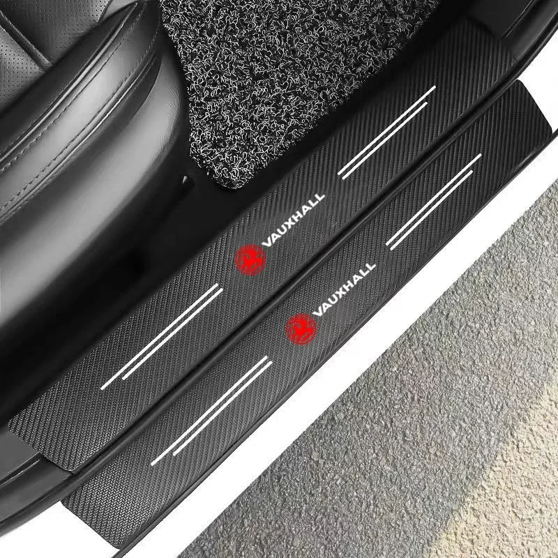 자동차 문짝 씰 보호대 플레이트, Opel Vauxhall 2021 2020 2019 용, 탄소 섬유 문턱 스크래치 방지 스티커 액세서리, 4 개 