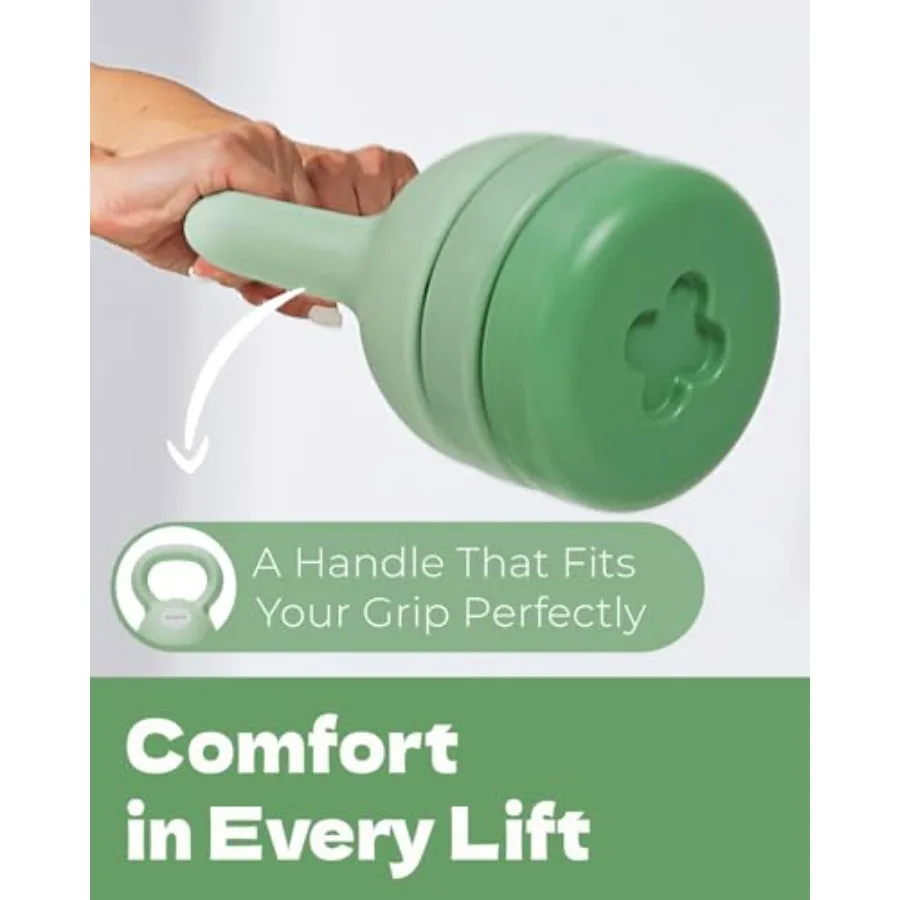 Green Adjustable Kettlebell (12 lbs) and Purple Adjustable Dumbbell (5 lbs) Bundle