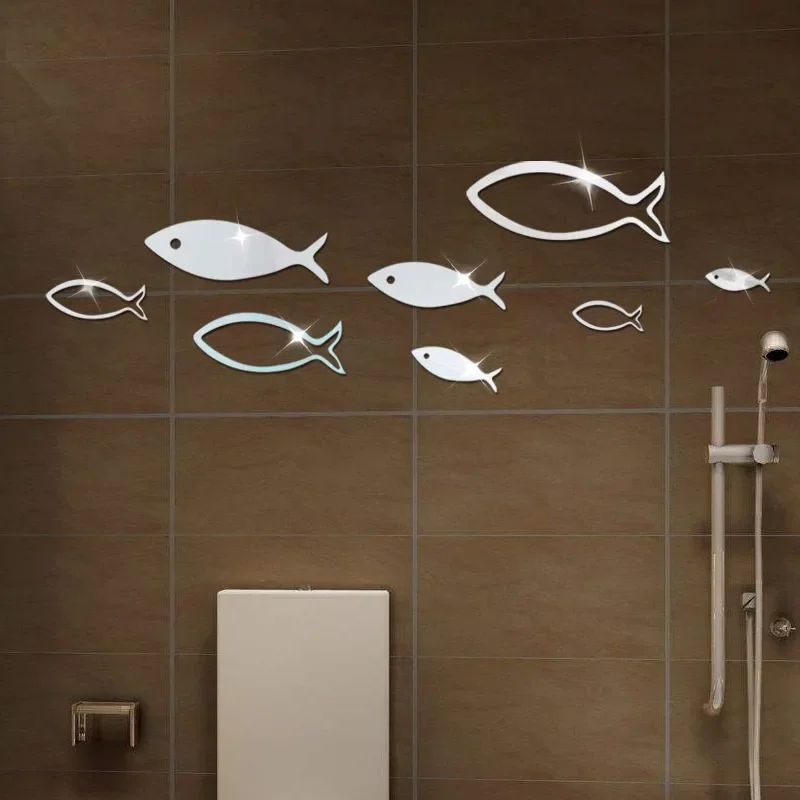 3D Acrylic Mirror Wall Stickers Underwater World Small Fish Mirror Wall 3d-acrylic-mirror-wall-stickers-underwater-world-small-fish-mirror-wall