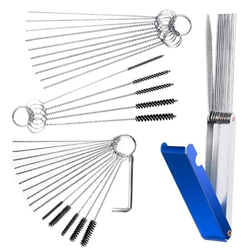 Carburetor Carbon Jet Cleaner,Wire Torch Tip Cleaner Tool ,10 Needles 5 Brushes Cleaning Tool for ATV Motorcycle