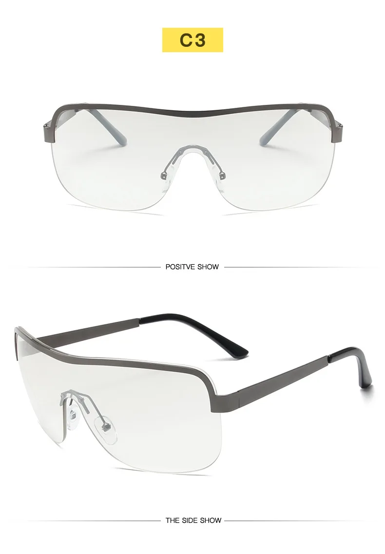 2023 neue Mode Halbe Rahmen Y2k Sonnenbrille Für Frauen Männer Marke Designer Outdoor Reise Übergroßen Einteilige Trendy Shades UV400 – Detail 10