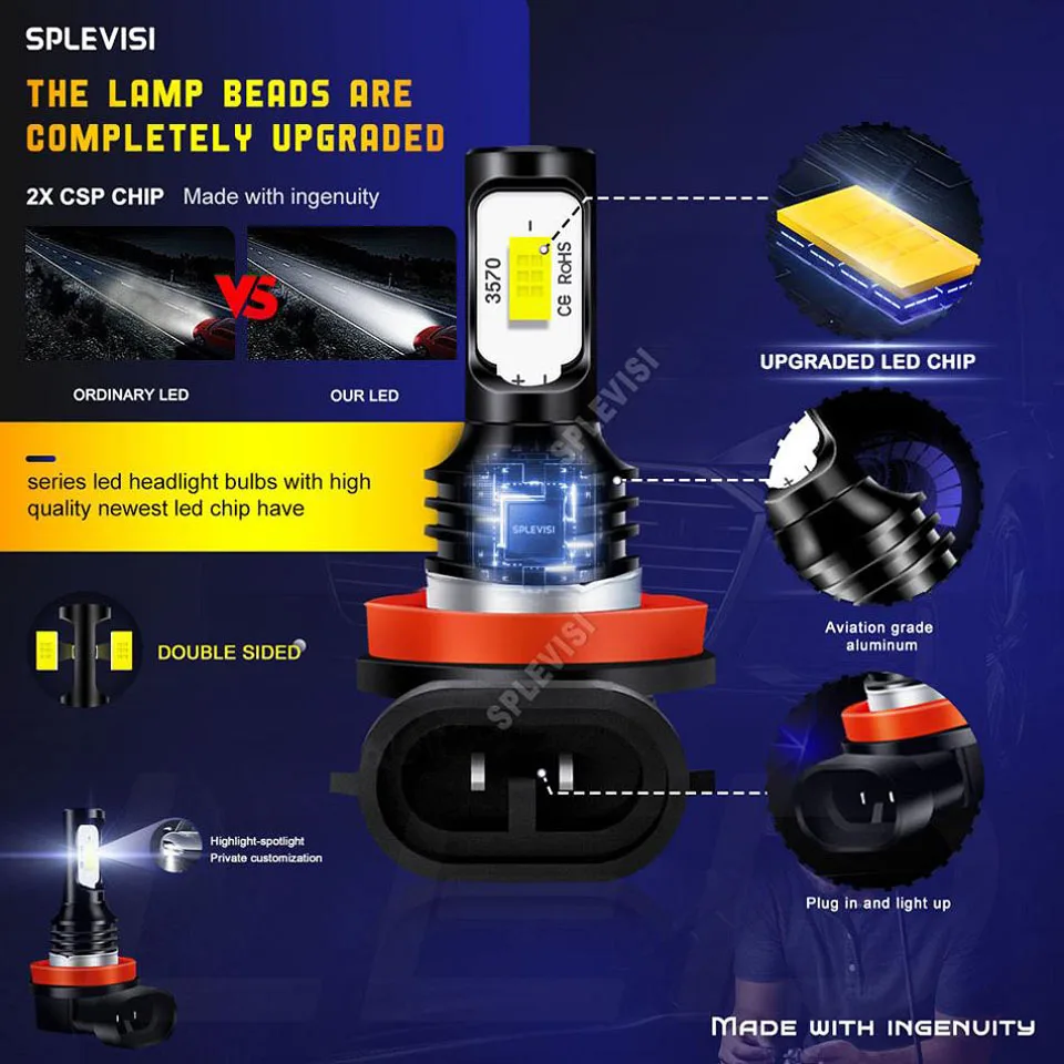 12V-24V H11 H8 711 제논 화이트 LED 안개등 CANbus 지원 무오류 BMW X1 F48 2014 2015 2016 2017 2018용