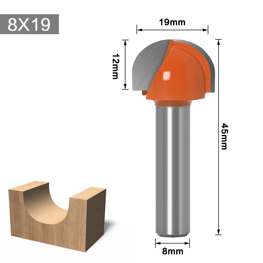 6/8mm Schaft Ball Nase Ende Mühle Holz Router Bit Set Runde Cove CNC Fräser Radius Core box Vhm Holzbearbeitung Werkzeuge – Detail 8
