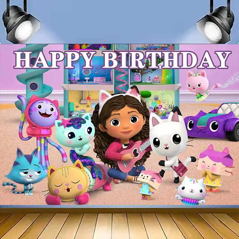 Gabby Dollhouse Geburtstagsparty Dekorations-Set mit Luftballons, Geschirr, Bechern, Tellern, Servietten und Hintergrundbanner für Kinderpartys – Detail 20