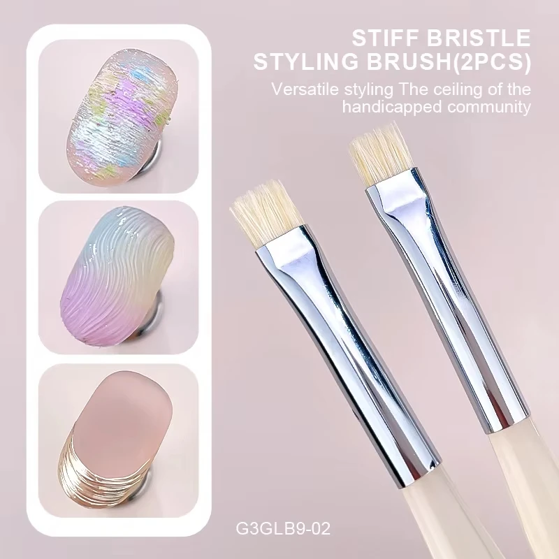 Kaniu 1/2 Stück Hartborsten-Nagelkunstpinsel, anfängerfreundlicher Modellierpinsel, Gel-Malerei-Streifenstift für DIY-Nagelkunst-Malwerkzeug – Detail 4