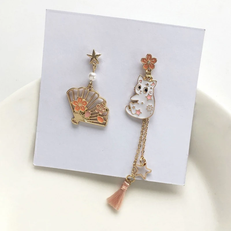 Korean-Style-Flower-Cute-Animal-Rabbit-Dangle-Earrings-For-Women-Strawberry-Zircon-Bee-Asymmetrical-Tassel-Earring.jpg_.webp