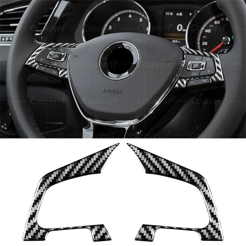 

Автомобильный чехол из углеродного волокна для VW Tiguan Mk2 2016-2021, автомобильная Кнопка рулевого колеса, декоративная рамка, наклейка, наклейка, аксессуары