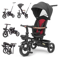 Tricycle pour bébé, tricycle pliable 7 en 1 pour enfants de 6 mois à 5 ans, pédale de frein, capot extensible, garde-corps amovible 1