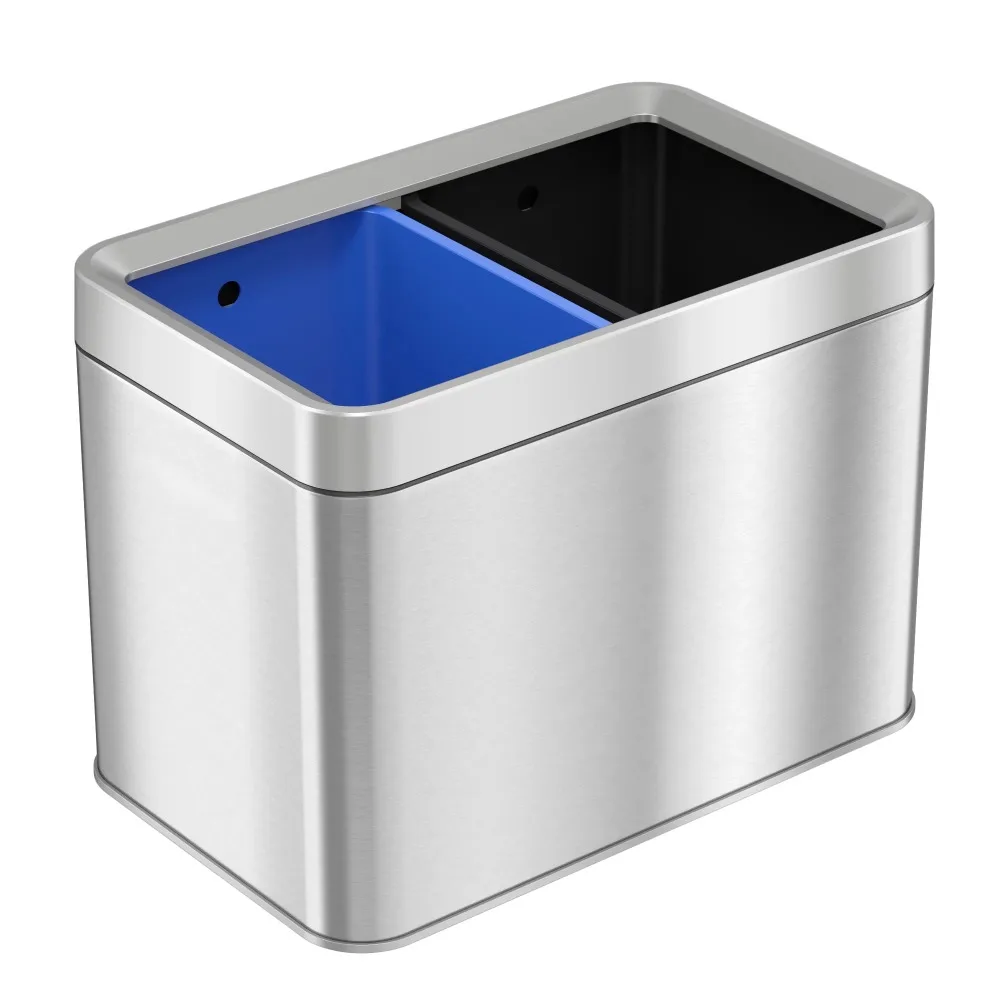 

5.3 Gallon Open Top Trash Can and Recycle Bin Dual Compartment Combo Useful Things for Home Buckets of Garbage for Kitchens