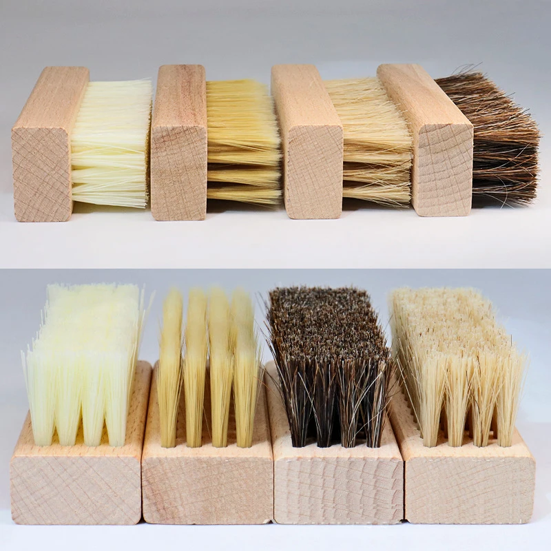 1PC Pig Bristles Shoe Brush For Slippers Sneaker Brush Shoes Cleaning Brushes Boot Brush Cleaner Wood Handle Shoe Brush 4