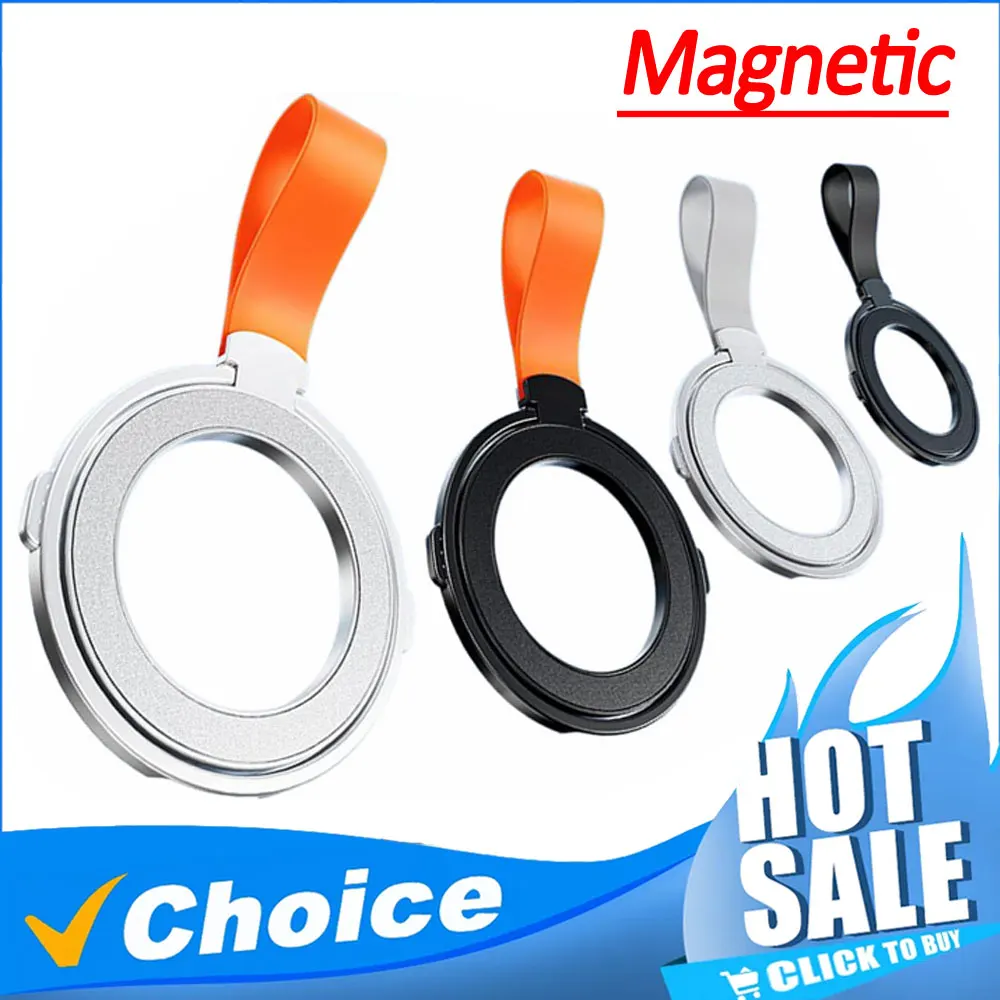 Magnetic Phone Stand and Grip with Finger Ring