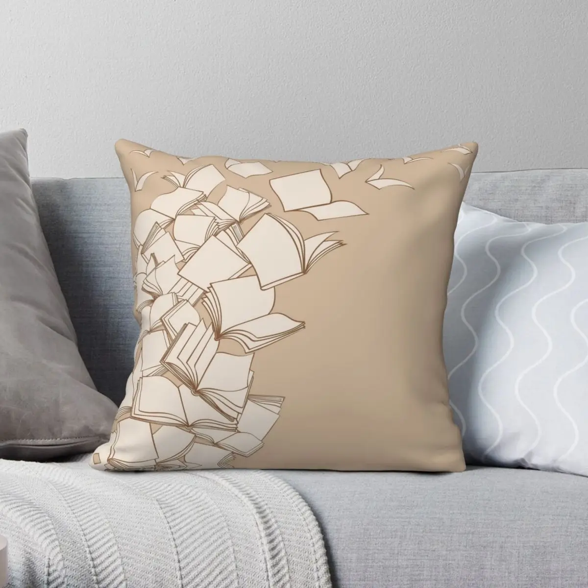 

Books Flight Imagination Square Pillowcase Polyester Linen Velvet Creative Zip Decor Sofa Cushion Case 18"