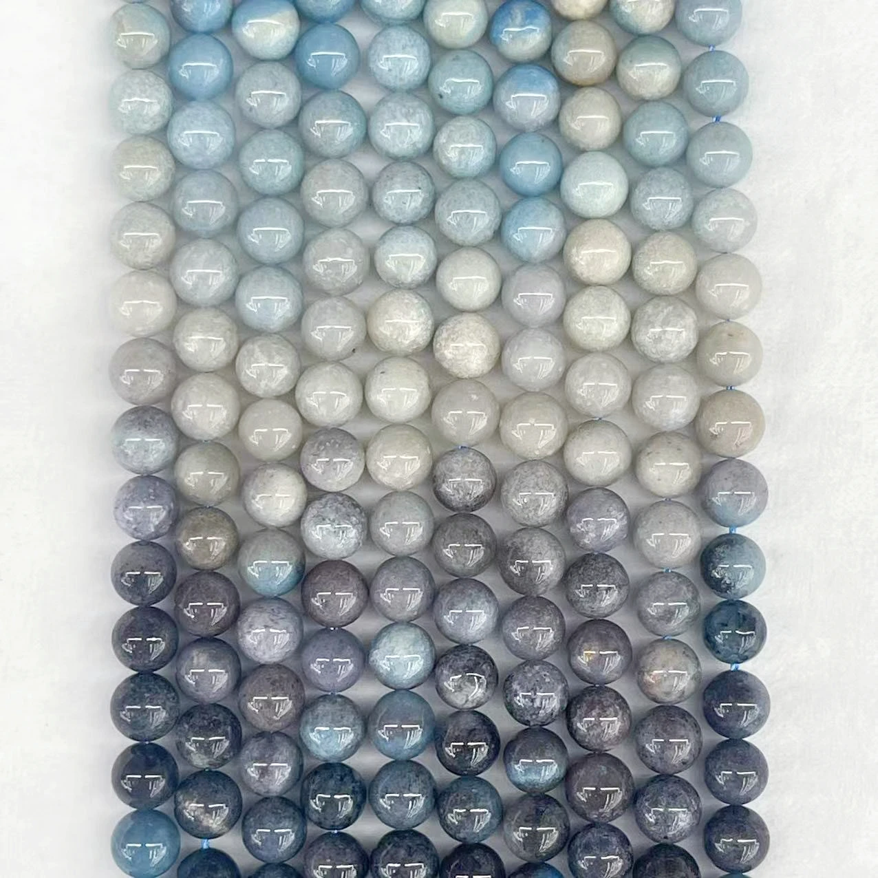 8/10MM High Quality Natural Trolleite Round Bead Noble Blue- White Gradient Montebrasite Stone Gem For DIY Making Charm Jewelry