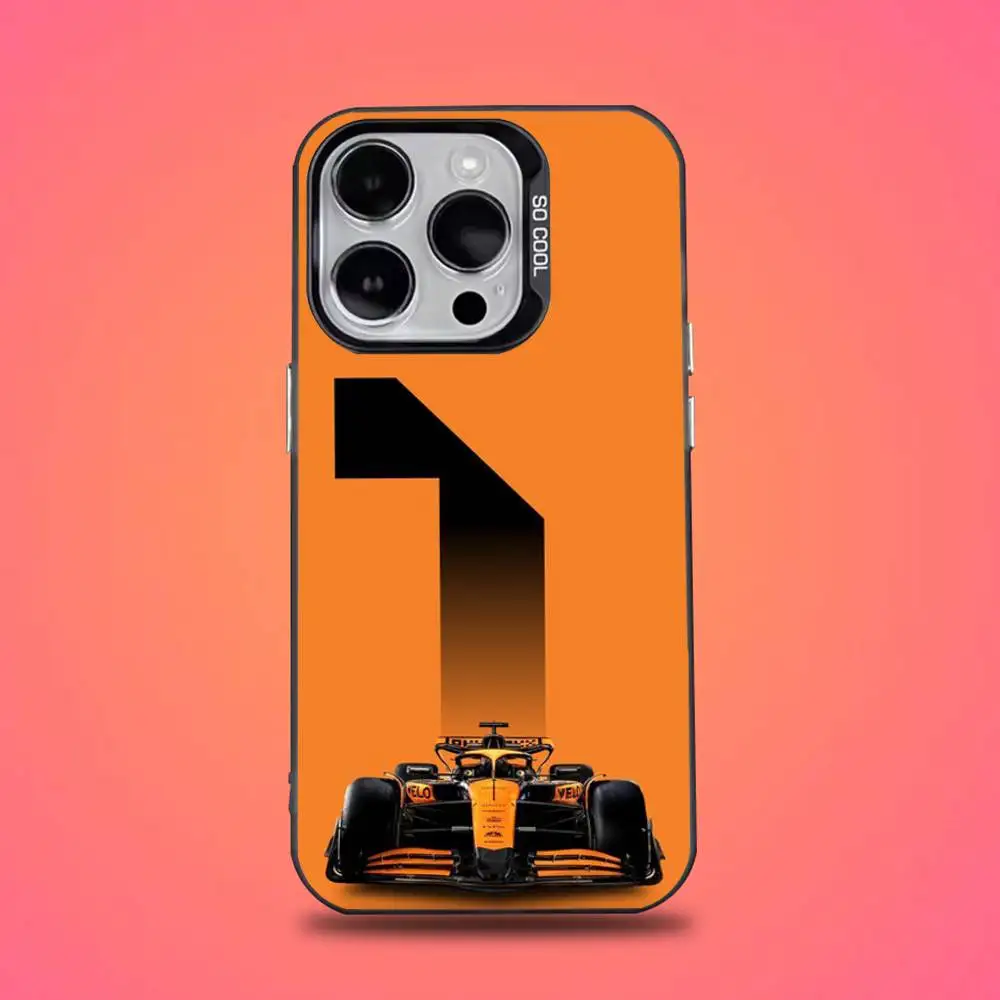 Sleek Anti-Fall Black Matte Hard Bumper Phone Case Featuring Lando Norris F1 Design