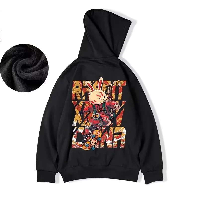 Hooded Sweater Men's Trendy Brand Large Size M-8XL Men's Autumn And Winter Style Plush And Thick Fat Hip-hop Pullover Jacket