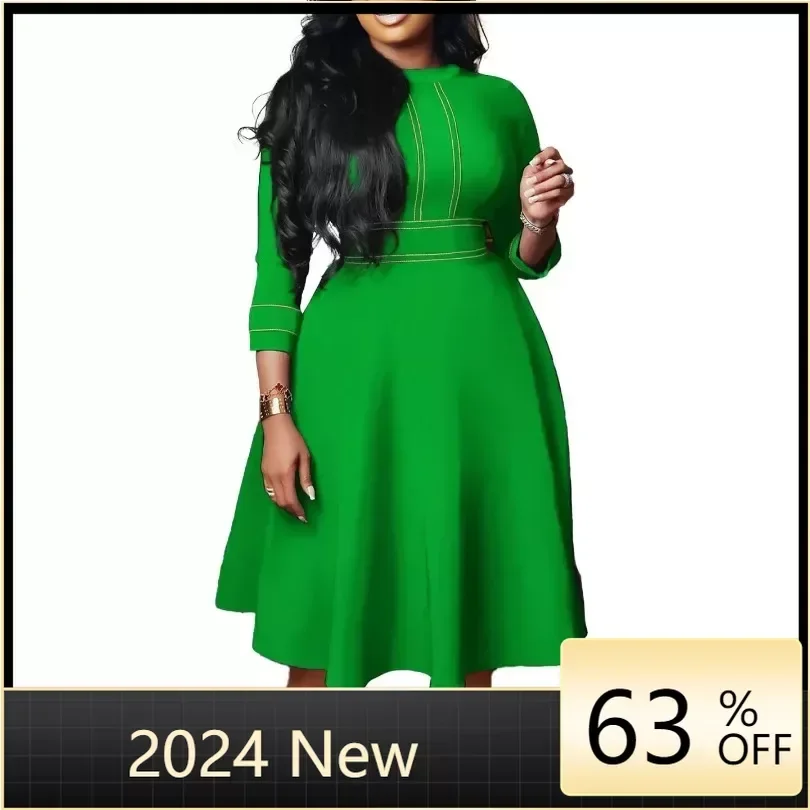 

Dropshipping Red Green Denim Blue Female Dresses For Women 2024 Elegant Party Autumn Plus Size African Clothes Cheap Offers New