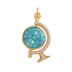 Radiant Celestial Compass Charm Pendant in Gold Finish - Star, Moon, & Sun Design (S393310L1 - Teal)