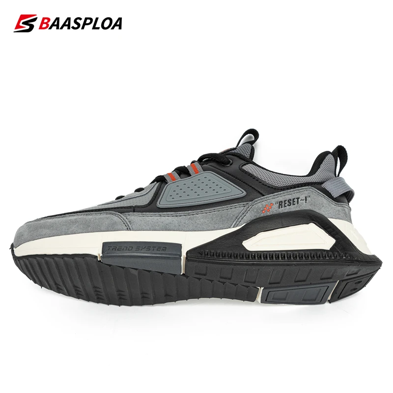 Running Shoes Baasploa Men Casual Waterproof Running Shoes Fashion Leather Tenis Shoes Non-slip Wear-resistant Male Sport Lightweight