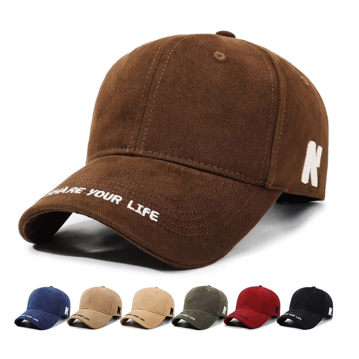 Large Head Circumference Letter Embroidery Baseball Cap for Women, New Style, Enlarged and Deepened, Sunshade, Face-Slimming, Versatile Baseball Cap for Men