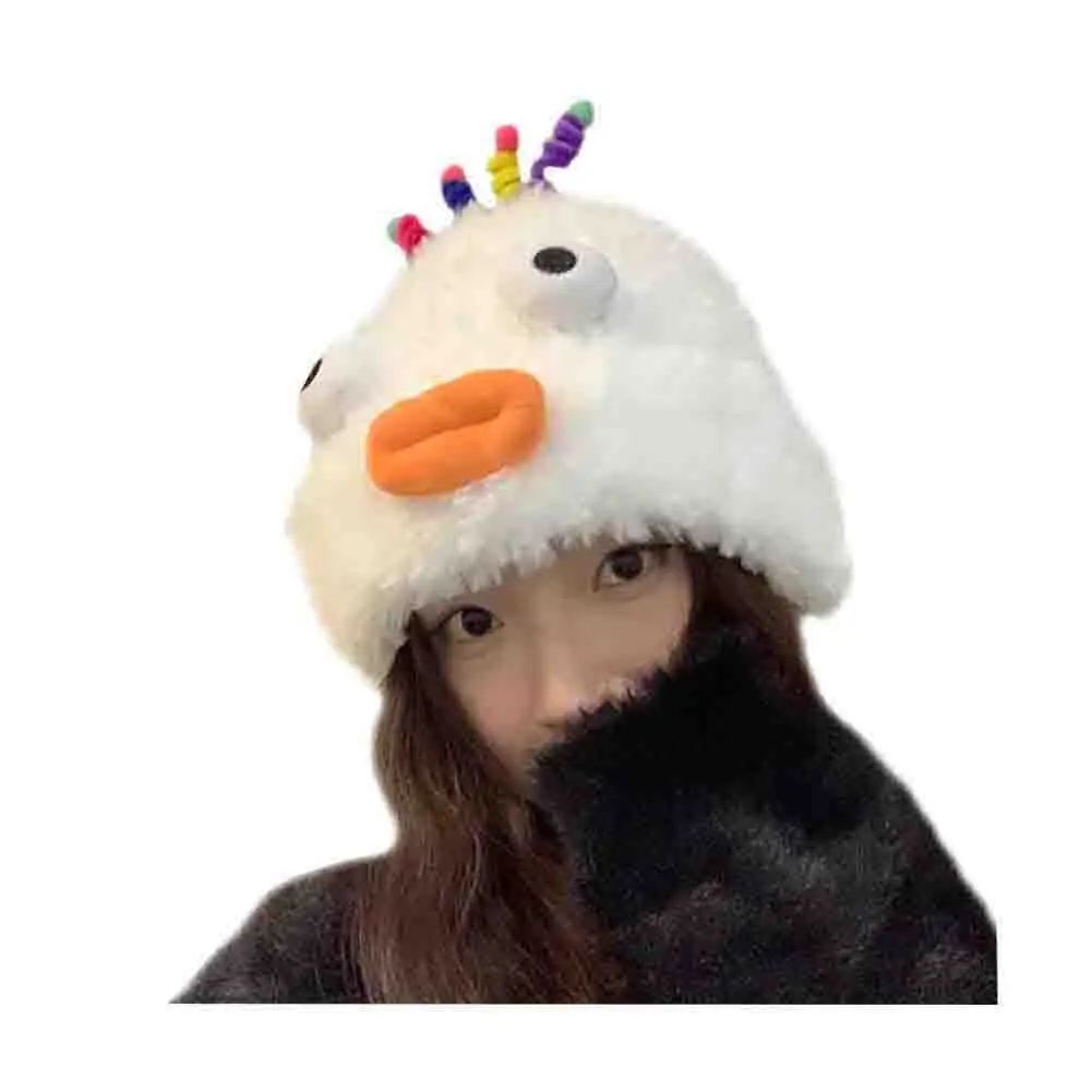 

Cute Little Monster Plush Hat Cartoon Sausage Mouth Winter Funny Beanies Cap for Indoor Outdoor Daily Wearing