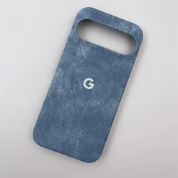 Luxury Denim Magnetic Phone Case with Shockproof Frameless Cooling Design - Pixel 7a (Light Blue)