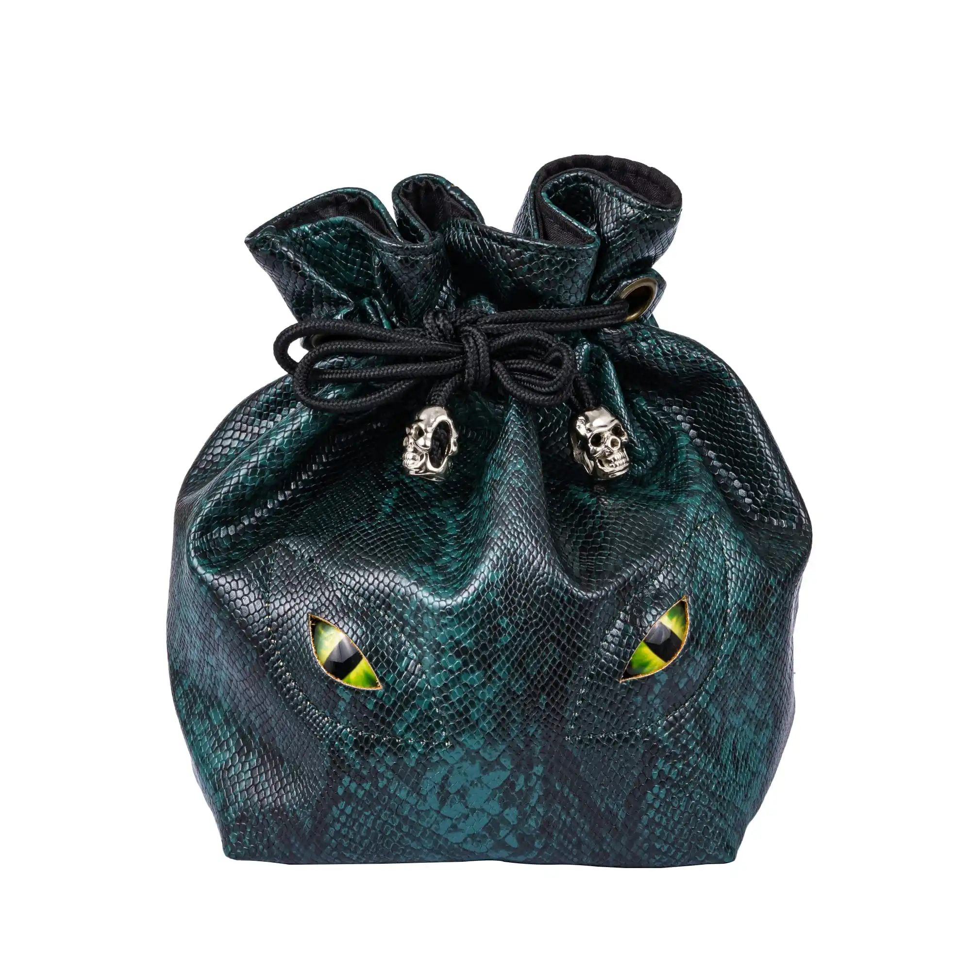 Cusdie Drawstring Dice Bag with Dragon's eyes Big Leather Storage Pouch DND Polyhedral Dices Holder Store Up to 100+ Dices