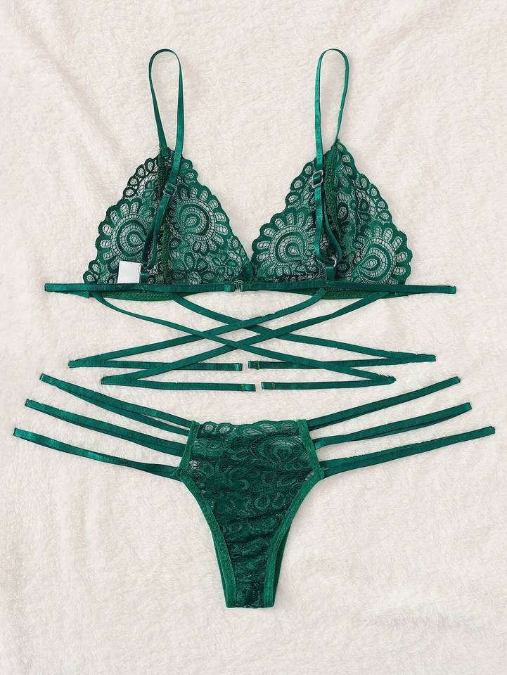 Women's Erotic Sexy Lingerie Bikini See-through Lace hollow out Underwear Temptation Three-point Suits Sexy Lingerie sex belt