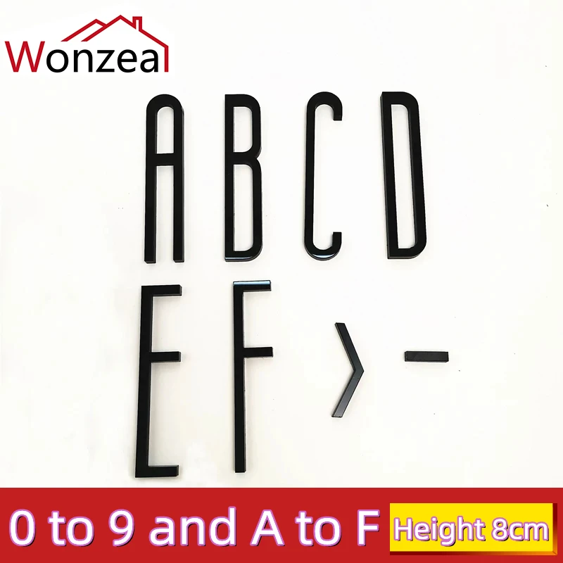 8cm ABS 3D Plastic House Number Letters Home Address Door Numbers Digital Outdoor Sign Plates Hotel Sticker Label 0-9 Black