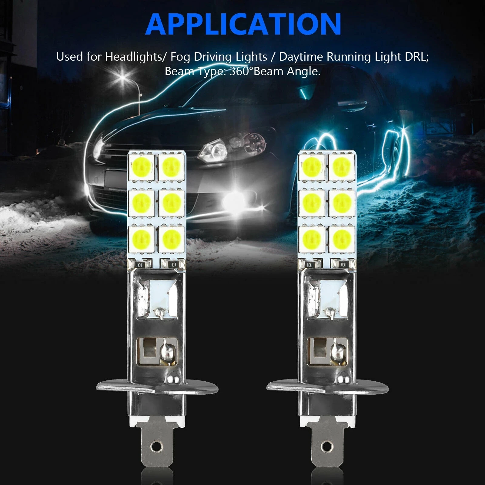 2PCS H1 50W Car LED Headlight Bulbs Kit Super Bright Motorcycle Foglight Driving Light Fog Lamp DRL 6000K 12V 24V Accessories car headlight