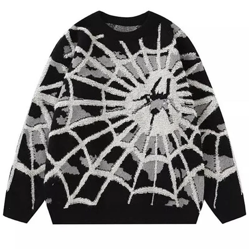 

Spider Sweater Knit Men's Jumpers Autumn Winter Wool Pullovers Hip Hop Harajuku Y2k Vintage Oversize Knitted