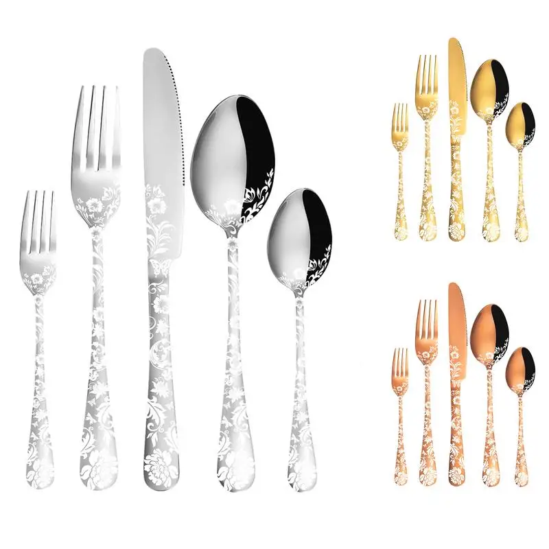 

Stainless Steel Silverware Set Portable Flatware Set 4set/20PCS Stainless Silverware Mirror Polished Reusable Cutlery Set