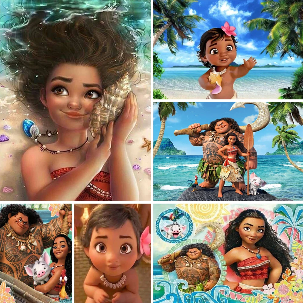 Disney Anime Diamond Painting Moana Series Full Round Diamond Ricamo Cartoon Home Decor