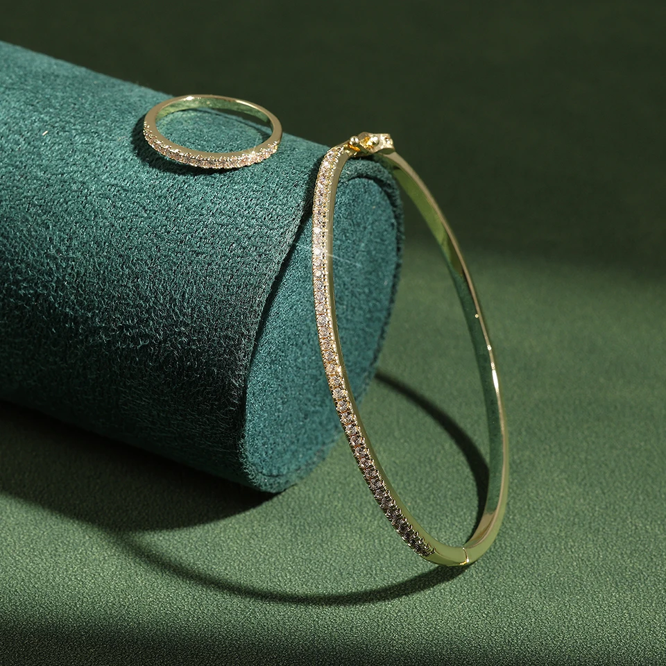 RAKOL موضة مايكرو مطعمة زركون الإسورة الدائري للنس...