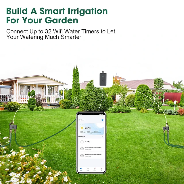 Insoma Water Timer with Gateway Dual Hose Automatic Garden Irrigation Watering System Remote Sprinkler Programmer support Alexa 5